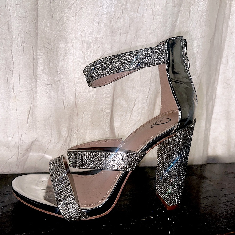 Rhinestone Silver Heels
